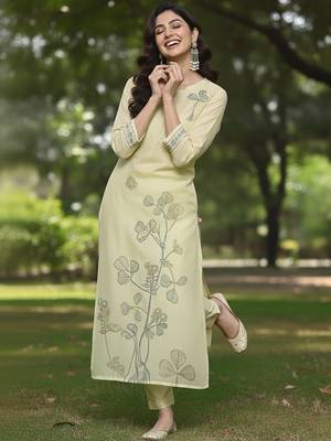 Women Floral Embroidered Thread Work Chanderi Cotton Kurta with Trousers & Dupatta 2