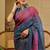 Blue shimmer printed zari saree with unstitched blouse piece.