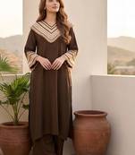 Women Regular Thread Work Kurta with Palazzos
