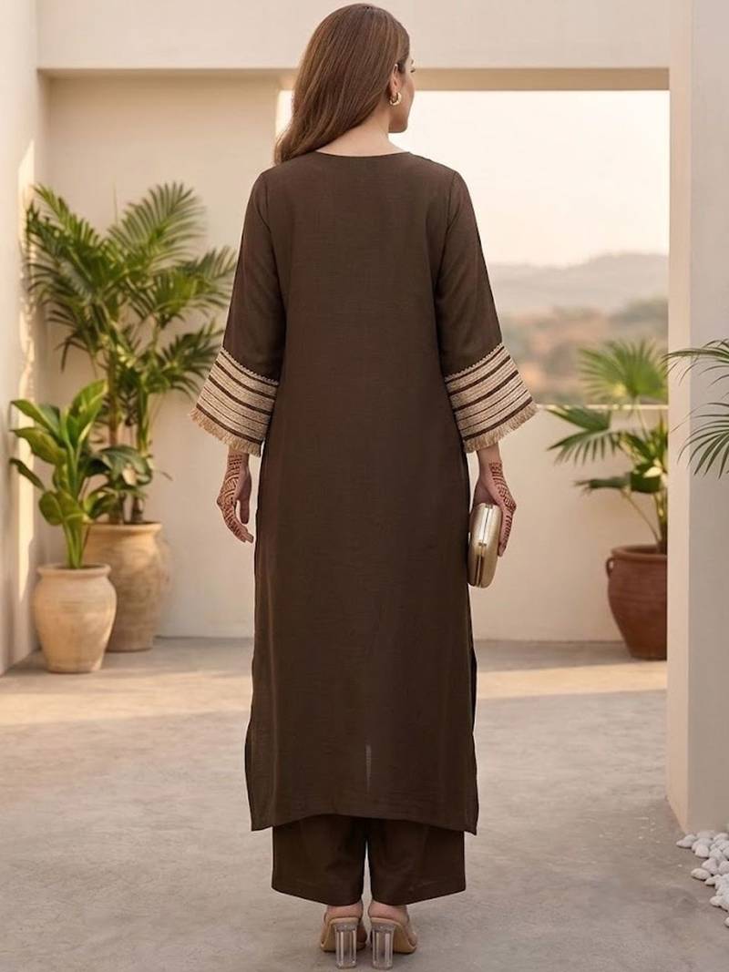 Women Regular Thread Work Kurta with Palazzos