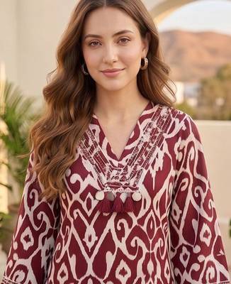 Women Printed Regular Thread Work Pure Cotton Kurta with Trousers 3