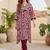 Women Printed Regular Thread Work Pure Cotton Kurta with Trousers