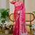 Pink shimmer printed zari saree with unstitched blouse piece.