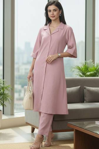 Women Regular Silk Crepe Kurta with Trousers