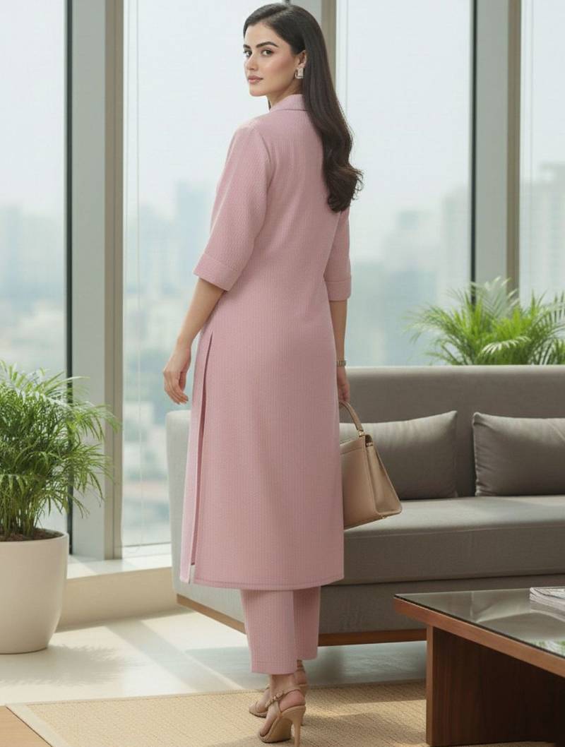 Women Regular Silk Crepe Kurta with Trousers