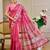 Pink shimmer printed zari saree with unstitched blouse piece.