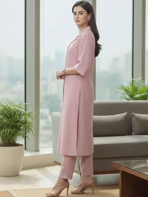Women Regular Silk Crepe Kurta with Trousers 3