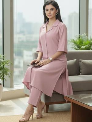 Women Regular Silk Crepe Kurta with Trousers 4