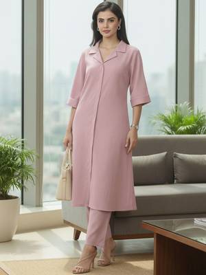 Women Regular Silk Crepe Kurta with Trousers 5