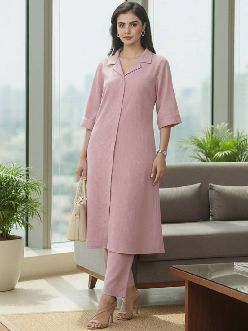 Women Regular Silk Crepe Kurta with Trousers