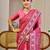 Pink shimmer printed zari saree with unstitched blouse piece.