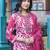 Floral Printed Round Neck Straight Kurta With Trousers & Dupatta