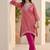Women Striped Regular Thread Work Kurta with Trousers
