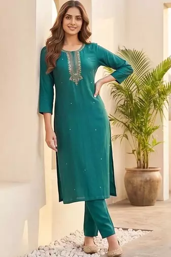 Women Ethnic Motifs Embroidered Regular Thread Work Kurta with Trousers & With Dupatta