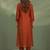Women Floral Embroidered Empire Thread Work Chanderi Cotton Kurta with Trousers & With Dupatta