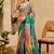 Multi color shimmer printed zari saree with unstitched blouse piece.