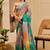 Multi color shimmer printed zari saree with unstitched blouse piece.