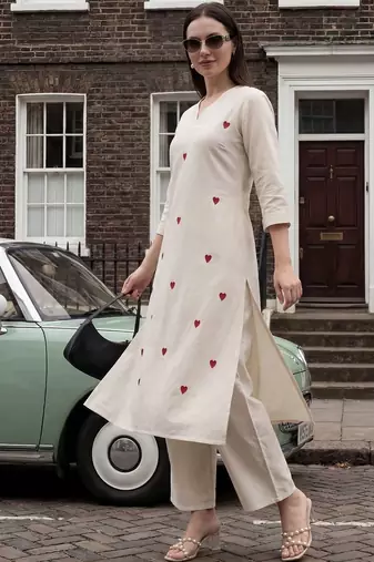 Women Ethnic Motifs Embroidered Regular Thread Work Kurta with Palazzos