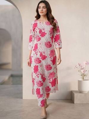 Women Floral Printed Regular Kurta with Trousers 3