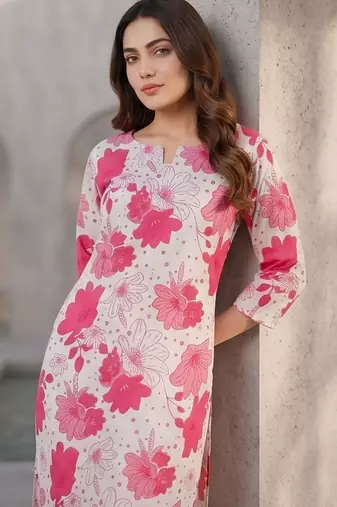 Women Floral Printed Regular Kurta with Trousers
