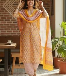 Ethnic Motifs Printed Round Neck Straight Kurta With Pyjamas & Dupatta