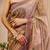 Mauve shimmer printed zari saree with unstitched blouse piece.