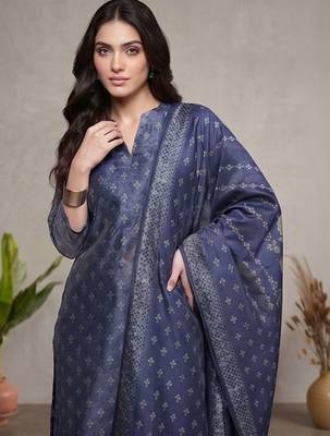 Women Ethnic Motifs Printed Regular Chanderi Silk Kurta with Trousers & With Dupatta 2