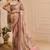 Mauve shimmer printed zari saree with unstitched blouse piece.