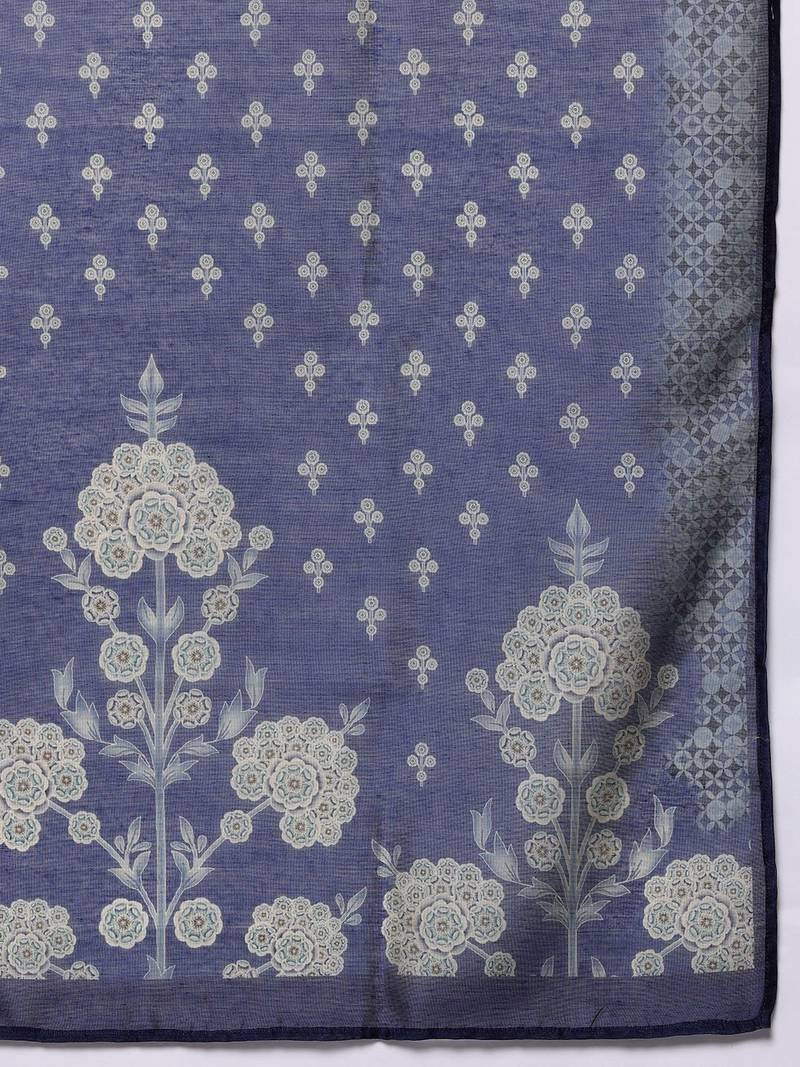 Women Ethnic Motifs Printed Regular Chanderi Silk Kurta with Trousers & With Dupatta