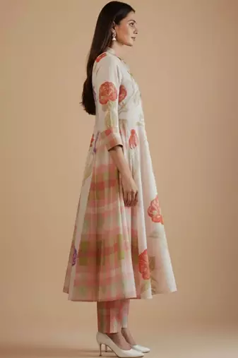 Women Floral Printed Regular Pure Cotton Kurta with Trousers