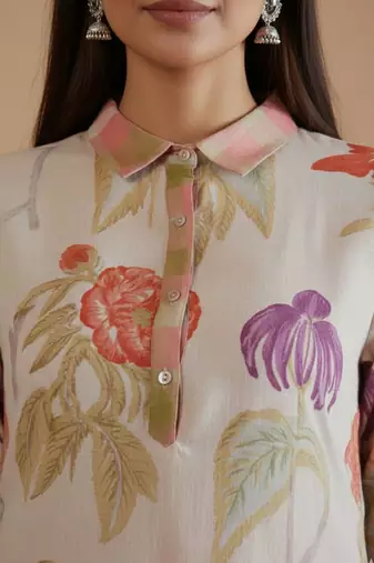 Women Floral Printed Regular Pure Cotton Kurta with Trousers