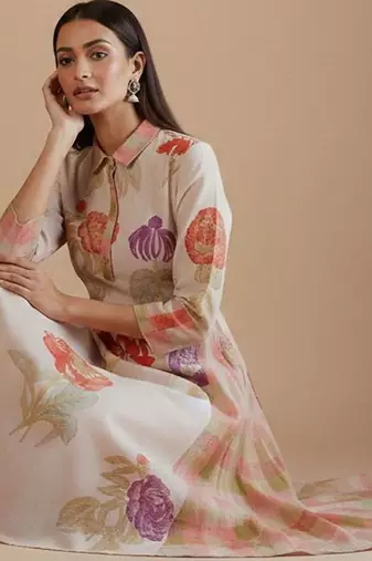 Women Floral Printed Regular Pure Cotton Kurta with Trousers