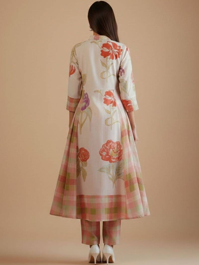 Women Floral Printed Regular  Cotton Kurta with Trousers