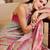 Pink shimmer printed zari saree with unstitched blouse piece.