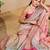 Pink shimmer printed zari saree with unstitched blouse piece.
