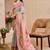 Pink shimmer printed zari saree with unstitched blouse piece.