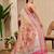 Pink shimmer printed zari saree with unstitched blouse piece.