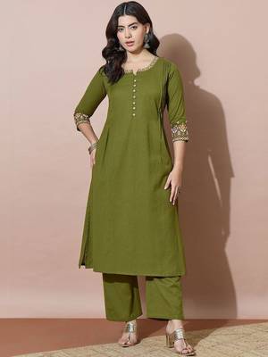 Women Ethnic Motifs Embroidered Regular Thread Work Kurta with Palazzos 1