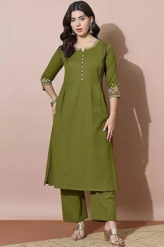 Women Ethnic Motifs Embroidered Regular Thread Work Kurta with Palazzos
