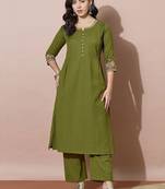 Women Ethnic Motifs Embroidered Regular Thread Work Kurta with Palazzos