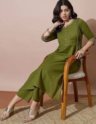 Women Ethnic Motifs Embroidered Regular Thread Work Kurta with Palazzos 7