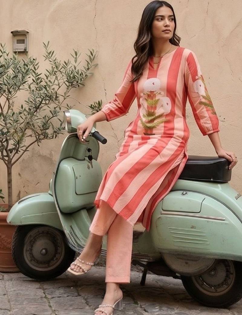 Women Floral Printed Regular Kurta with Trousers