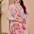 Pink shimmer printed zari saree with unstitched blouse piece.
