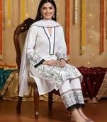 Women Ethnic Motifs Embroidered Regular Thread Work Kurta with Trousers & With Dupatta
