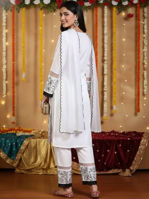 Women Ethnic Motifs Embroidered Regular Thread Work Kurta with Trousers & With Dupatta 2