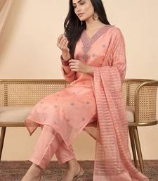 Women Ethnic Motifs Embroidered Regular Thread Work Kurta with Trousers & With Dupatta