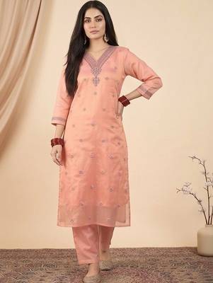 Women Ethnic Motifs Embroidered Regular Thread Work Kurta with Trousers & With Dupatta 1