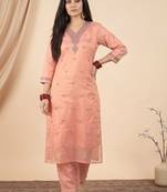 Women Ethnic Motifs Embroidered Regular Thread Work Kurta with Trousers & With Dupatta