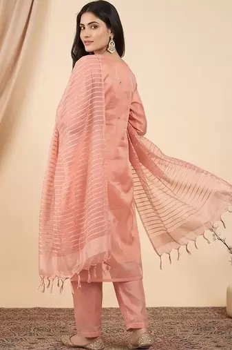 Women Ethnic Motifs Embroidered Regular Thread Work Kurta with Trousers & With Dupatta