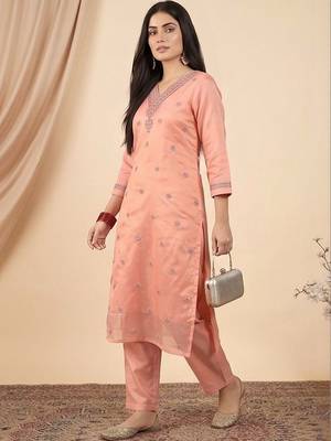 Women Ethnic Motifs Embroidered Regular Thread Work Kurta with Trousers & With Dupatta 6
